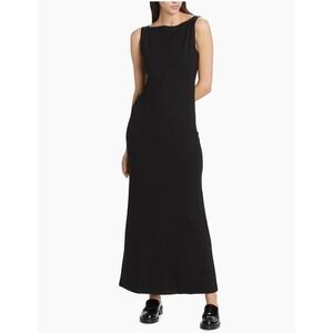 Reformation Raine Knit Midi Dress sz M Black Tencel Lyocell Sleeveless Boat Neck